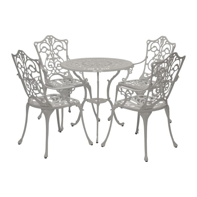 DEGAMO Bistroset Jugendstil 5-teilig, Aluguss weiss