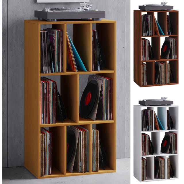 VCM Holz Schallplattenregal Raumteiler Maße H. 120 x B. 60 x T. 40 cm Medienregal - Schaltino