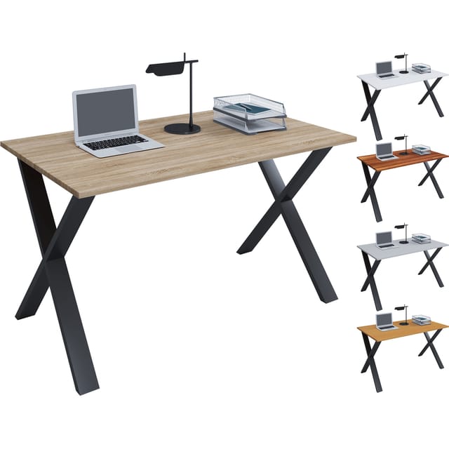 VCM Holz Schreibtisch H. 76 x B. 80 x T. 50 cm Computertisch schlicht Füße aus hochwertigem Metall Arbeitstisch Büromöbel - Lona U