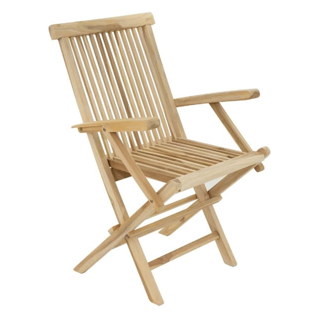 VCM 4er Set Gartenstuhl Klappstuhl Hochlehner Armlehnen Teak Holz natur Maße H. 89 x B. 57 x T. 62 cm