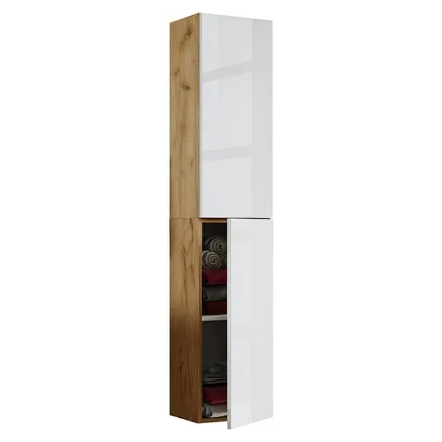 VCM Holz Badezimmerschrank Badmöbel Wandregal Badezimmer Badschrank Hochschrank Maße ca. H. 150 x B. 33 x T. 22 cm - Lendas
