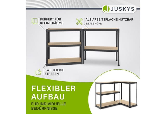 Juskys Lagerregal Basic 4er Set 180x90x40 cm – Metall Schwerlastregal, 20 Böden, 3500 kg, grau