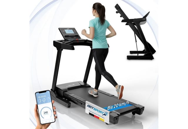ArtSport Laufband Speedrunner 6000, 20 km/h elektrisch, klappbar mit App & MP3 – Schwarz