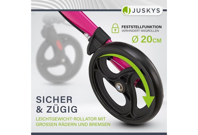 Juskys Rollator Vital faltbar, leicht & höhenverstellbar aus Aluminium bis 130 kg mit Sitz Lila