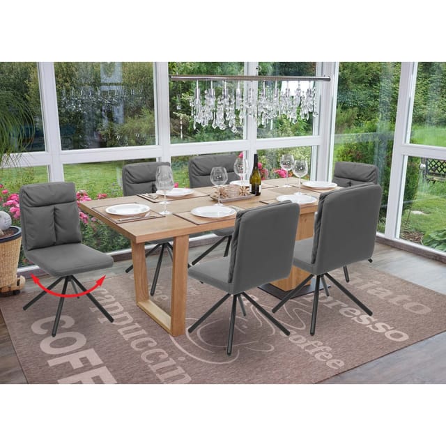 6er-Set Esszimmerstuhl MCW-G58, Küchenstuhl Stuhl, drehbar Auto-Position Textil/Stoff ~ grau