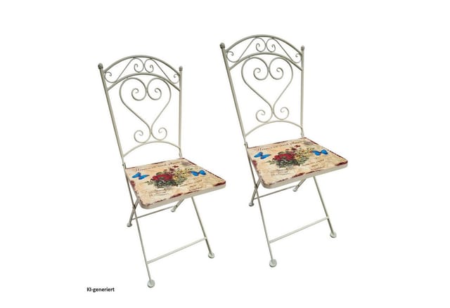 HTI-Line Metallstuhl 2er Set Flowers and Plants