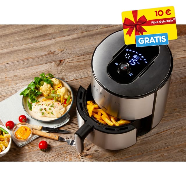 Domo DO530FR Heißluft-Fritteuse - 4 L - Edelstahl - 1500 W LCD-Anzeige + 10 € Filial-Gutschein