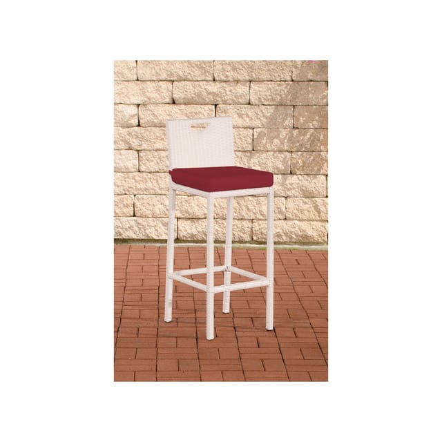 CLP Outdoor-Barhocker Mari Mit Sitzkissen I Polyrattan Tresenstuhl Mit Fußstütze I Thekenhocker Mit 75 Cm Sitzhöhe