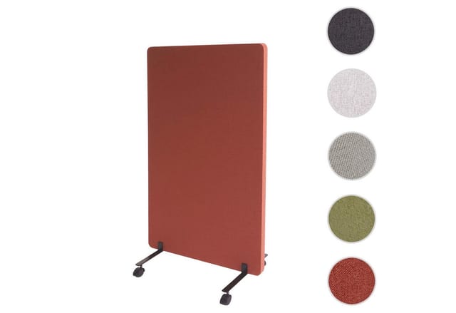 Akustik-Trennwand MCW-G77, Büro-Sichtschutz Raumteiler Pinnwand, doppelwandig rollbar Stoff/Textil ~ 127x80cm braun