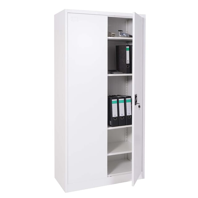 Aktenschrank MCW-H17, Stahlschrank Büroschrank Schrank, 2 Türen abschließbar Metall ~ 185x90x40cm weiß