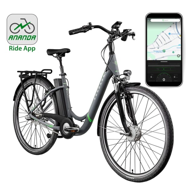 Zündapp Z510 E Bike 28 Zoll Damenfahrrad ab 155 cm mit 3 Gang Nabenschaltung und Rücktrittbremse grau/grün