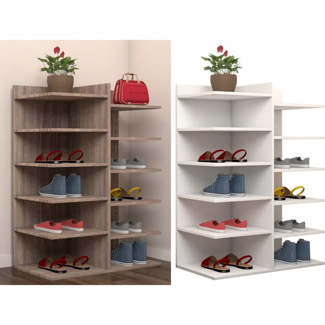 VCM Holz- Schuhregal Maße: B. 60 x H. 80 x T. 30 cm 12 Fächer - Enosa