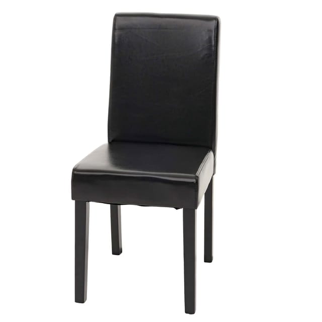 Esszimmerstuhl Littau, Küchenstuhl Stuhl, Leder ~ schwarz, dunkle Beine