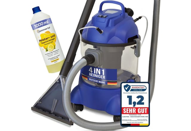 ALBATROS XXL Waschsauger Hydro 7500 +1L Reiniger - 4in1 Polsterreiniger Teppichreiniger - 1200 Watt, 20l Volumen, 22 kPa Saugleistung