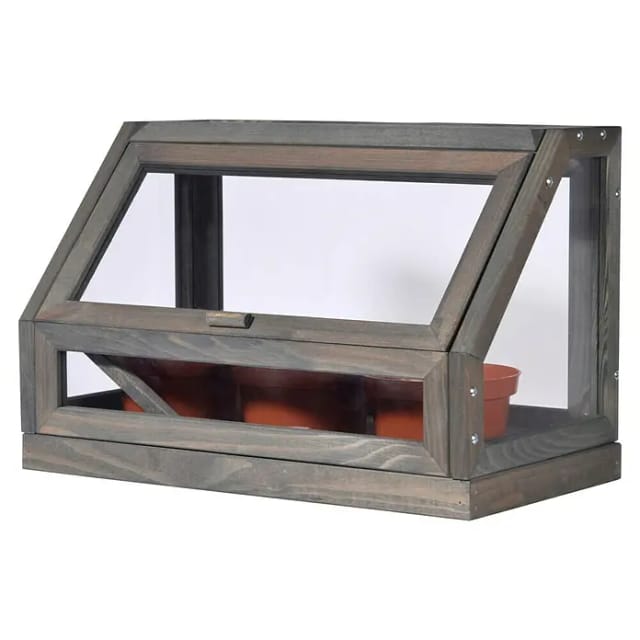 dobar Mini-Gewächshaus für Jungpflanzen und Kräuter inkl. Töpfe ca. 38 x 20 x 24,5 cm