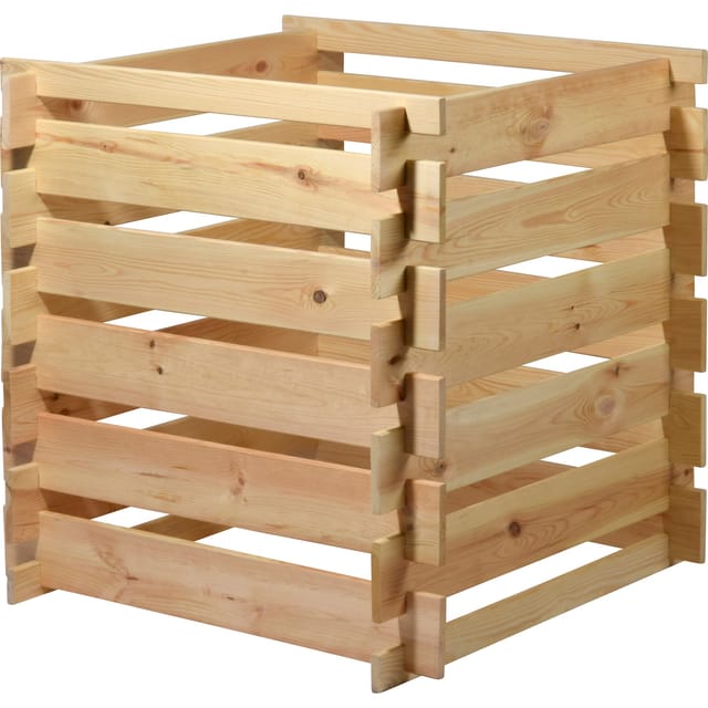dobar Quadratischer Holz-Komposter "Stecki" Stecksystem mit ca. 78 x 78 x 78 cm