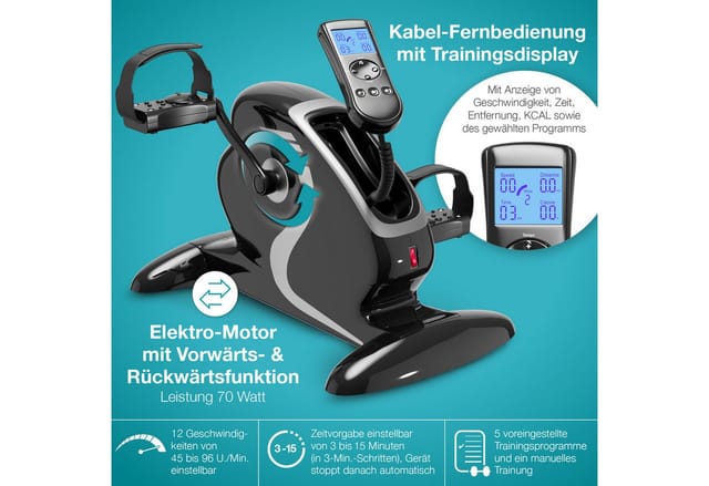 ELONEO 2in1 Arm- und Beintrainer, Elektro-Mini-Heimtrainer 3.0, Pdealtrainer mit Motor, inkl. Trainingsdisplay, Massage-Handgriffe Anti-Rutschmatt