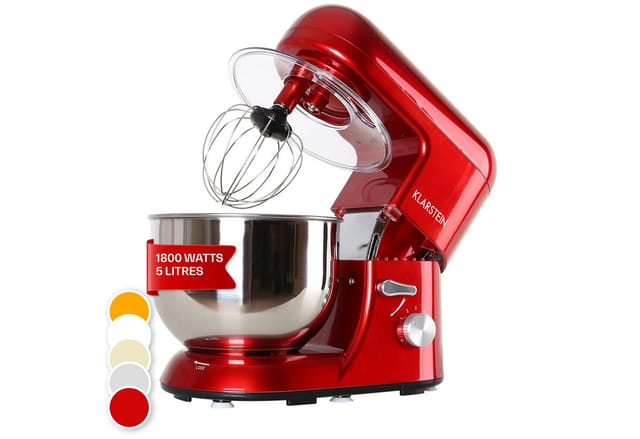 Bella Küchenmaschine 1800 W / 2,7 PS 5 Ltr Edelstahl BPA-frei Rot