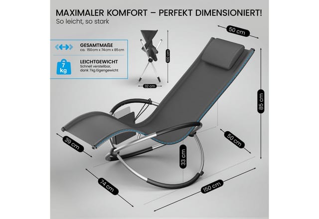Relax-Schaukelliege inkl. Seitentasche Anthrazit Ohne Auflage