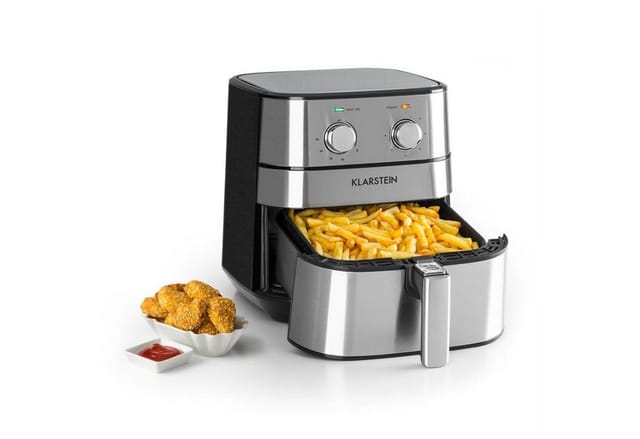AeroVital Heißluftfritteuse 1700W 5,4 Liter Timer Edelstahl silber