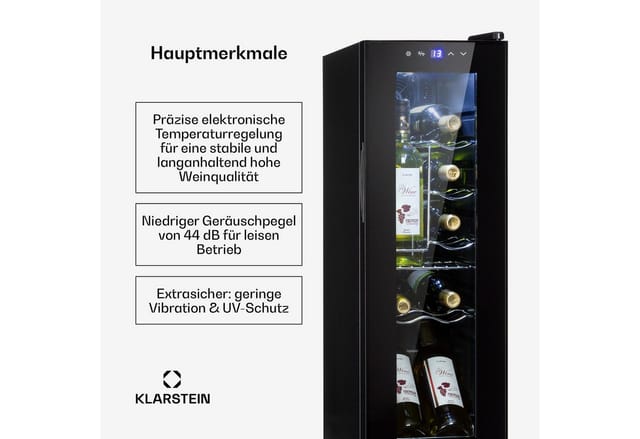 Shiraz 12 Slim Uno Weinkühlschrank 32l/12Fl.Touch 85 W 5-18 °C LED 32 Liter / 12 Flaschen