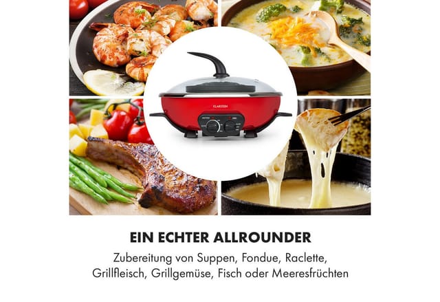 Szechuan Hot Pot und Grillplatte 5l Vol. 1350 W, 600 W rot