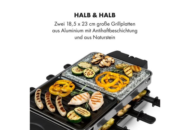 Sirloin Raclette 1500W Aluminium / Stein 8 Personen Kontroll-LED