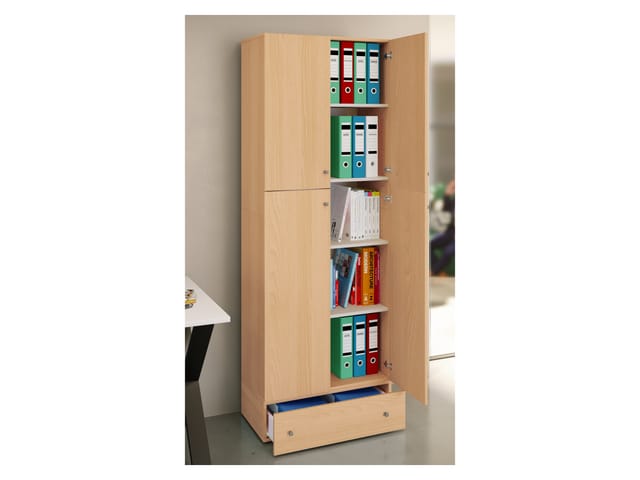 VCM XXL Büroschrank mit 5 Fächern und einer Schublade moderner Aktenschrank mit Drehtüren Maße ca. H. 200 x B. 70 x T. 39 cm – Lona 5-Fach