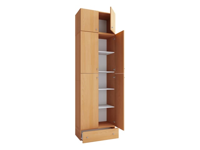 VCM XXL Büroschrank mit 5 Fächern mit Aufsatz und Schublade moderner Aktenschrank mit Drehtüren Maße ca. H. 240 x B. 70 x T. 39 cm – Lona 5-Fach