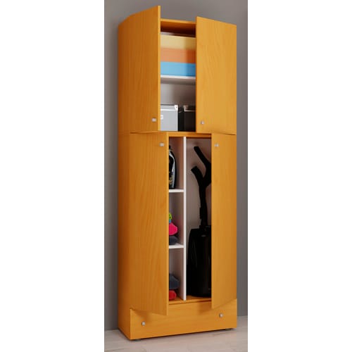 VCM Holz Besenschrank 6 Fächer Maße: H. 200 x B. 70 x T. 39 cm Haushaltsschrank Mehrzweckschrank Extra Schublade - Lona