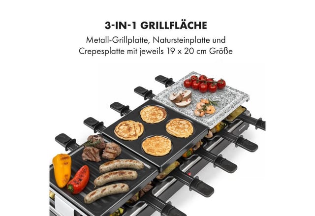 Fonduelette XL 3-in-1 Raclettegrill Fondue Naturstein 1650W 6 Pers