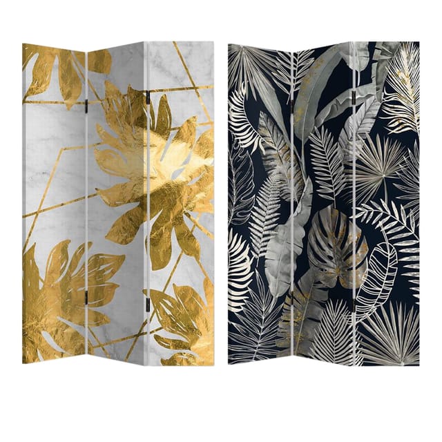 HTI-Living Paravent Leaf Gold und Silber