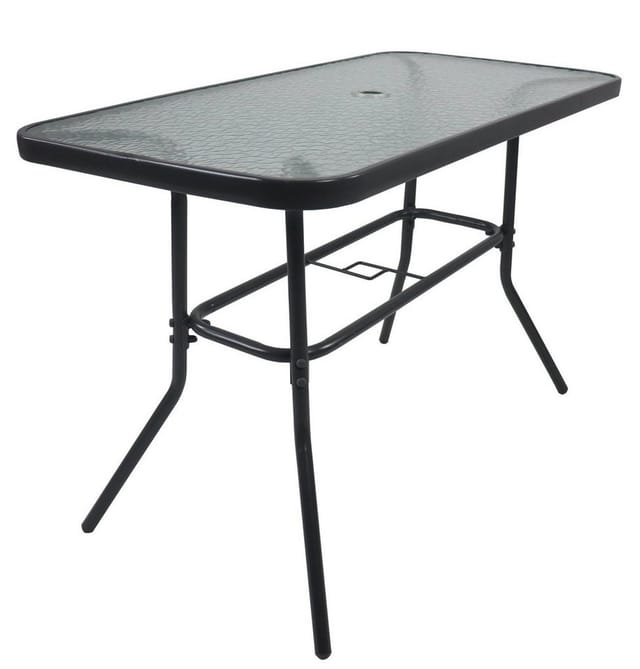 VCM Gartentisch aus Glas und Metall Esstisch Maße ca. H. 70 x B. 110 x T. 55 cm Anthrazit Balkontisch Gartenmöbel 110x55