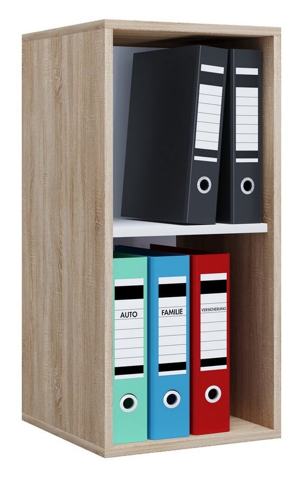 VCM Holzregal stehend platzsparender Aktenschrank Maße ca. H. 74 x B. 35 x T. 37 cm Elegantes Regal Büroregal – Lona I 2f