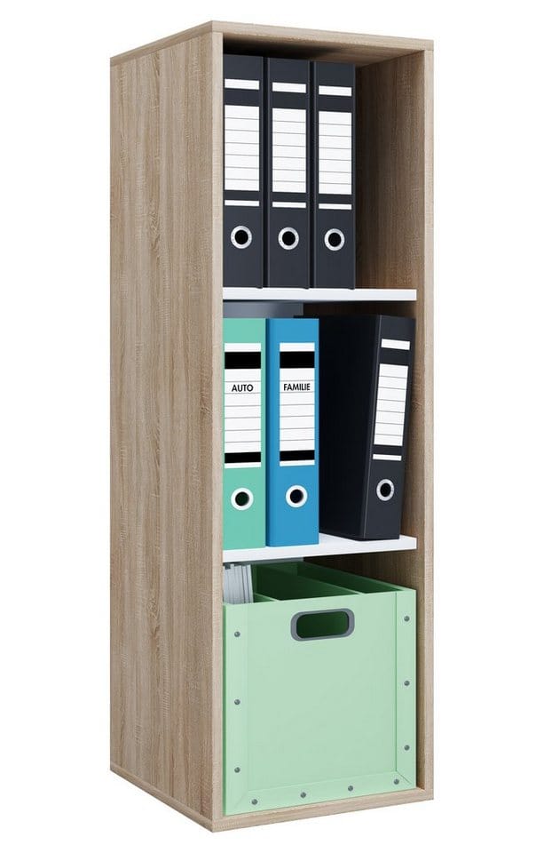 VCM Holzregal stehend platzsparender Aktenschrank Maße ca. H. 110 x B. 35 x T. 37 cm Elegantes Regal Büroregal – Lona I 3f