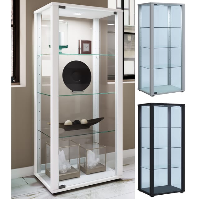 VCM Glasvitrine stehend Vitrine Glas mit ESG-Sicherheitsglas Maße ca. H. 115 x B. 50 x T. 38 cm Standvitrine Glas Modern und platzsparend Glas Vitrinenschrank - Kavisa M