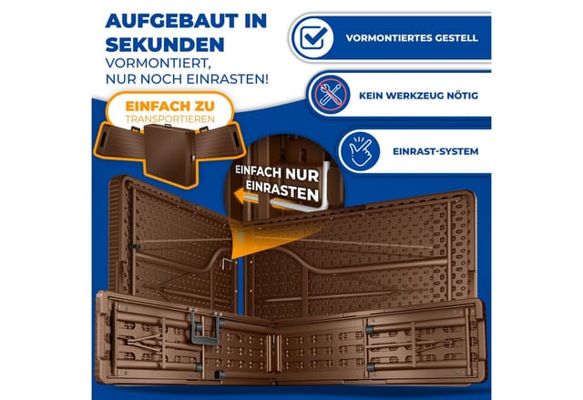 KESSER® Bierzeltgarnitur 3-teilig Set Tisch & 2x Bank Buffettisch für drinnen & draußen Gartengarnitur klappbar 183x76x74cm Kunststoff Klapptisch Gartentisch inkl. Abdeckung & Tragegriffe