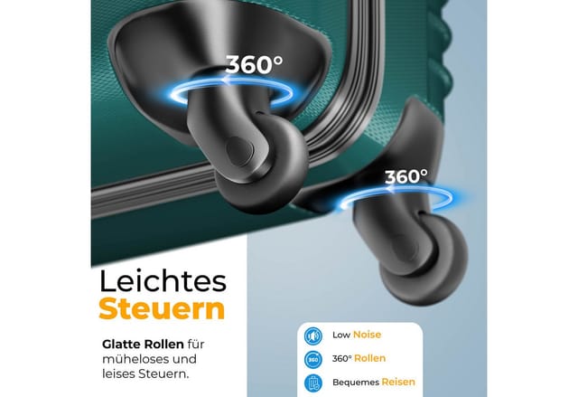 KESSER® 3tlg. Hartschalenkofferset Hartschalenkoffer Reisekoffer Set Reisekofferset Trolley Koffer Inkl. Kofferwaage + Gepäckanhänger Rollkoffer Schloss 4 Rollen ABS-Hartschale Teleskopgriff M-L-XL