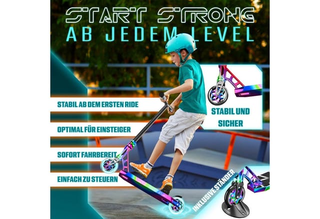 KESSER® Stunt Scooter GT-Limit 360° Lenkung Funscooter Stuntscooter mit Ständer ABEC 9 Kugellagern, 110 mm PU Räder , Kickscooter Tretroller Cityroller Trick Roller für Kinder Erwachsene