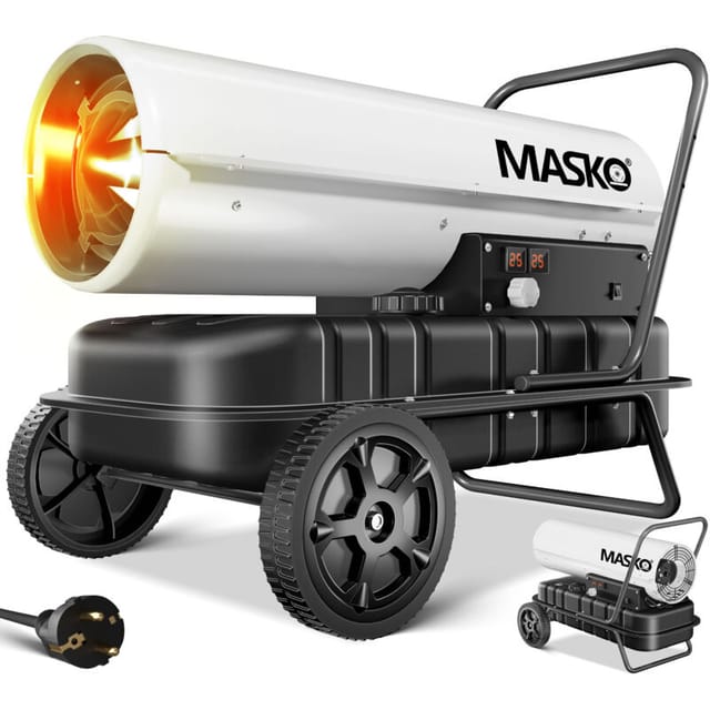 MASKO® Heizkanone 30kW Diesel Bautrockner Bauheizer Heißluftgenerator Heizgebläse 34L Tank mit Thermostat Ölheizer Luftstrom 750m³/h/Stunde Ölbeheizung Heizlüfter Heizstrahler