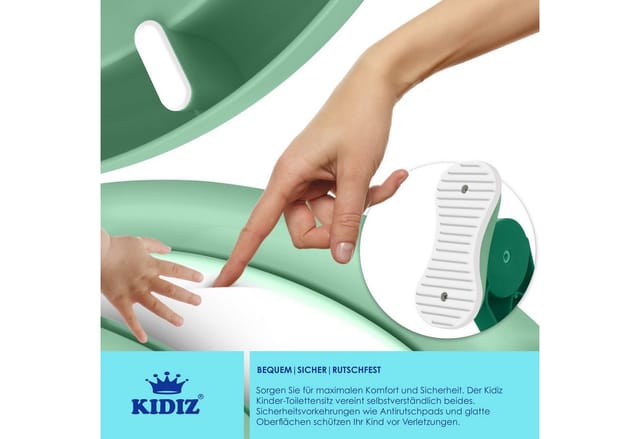 KIDIZ® Kinder Toilettensitz Toilettentrainer mit Treppe und Griffe Faltbar Kindertoilette WC Sitz Töpfchentrainer Lerntöpfchen bequemem Kissen und breiten Stufen Toilettentreppe höhenverstellbar
