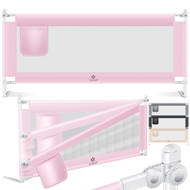 KESSER® Bettschutzgitter Reise Bett Rausfallschutz verstellbar Bed Guard Rail Bumper, Kinder/ Baby, Bettgitter Klappbar, Kinderbett Kinderbettschutzgitter, Tasche, Farbe, Höhe: 72 bis 96cm