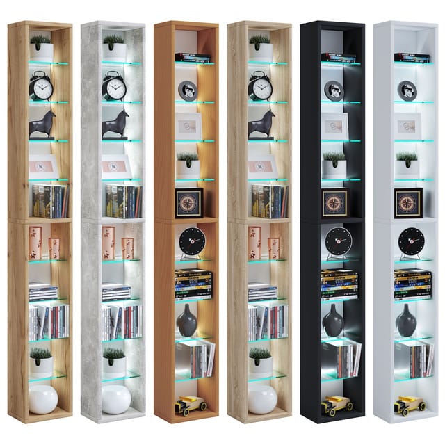 VCM Holz CD DVD Regal Bücherregal Aufbewahrung Maße H. 155 x B. 21 x T. 14 cm Standregal - Rasato XL