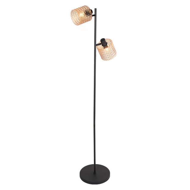 Stehlampe - Bernstein Schwarz - Ocre - Glas Metall -