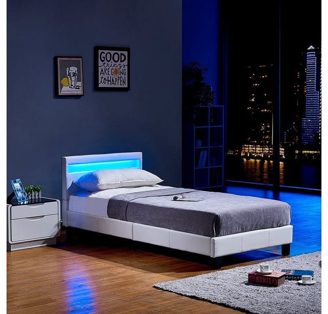 HOME DELUXE LED Bett Astro inkl. Matratze versch. Größen und Farben - Weiss