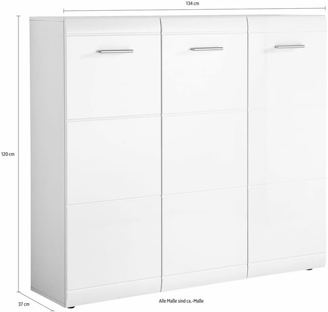 Schuhschrank mit drei Türen mit Rillenfräsung GW-ADANA 3523