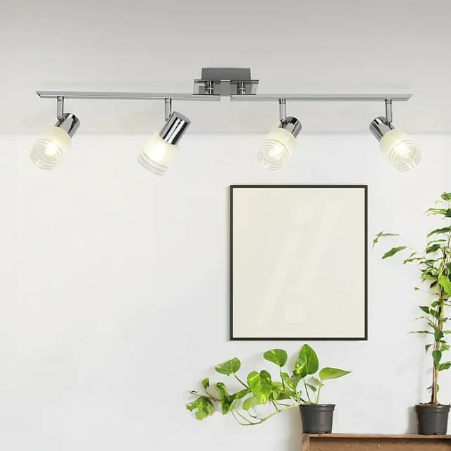 BRILLIANT Lampe Lea LED Spotrohr 4flg eisen/chrom/weiß 4x LED-D45, E14, 4W LED-Tropfenlampe inklusive, 450lm, 2700K Arme drehbar Energiesparend und langlebig durch LED-Einsatz