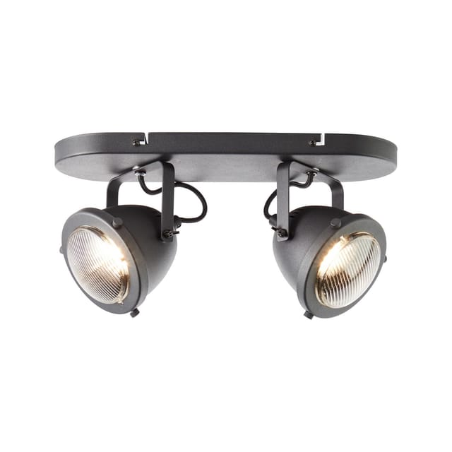 BRILLIANT Lampe, Carmen Spotbalken 2flg schwarz korund, Metall/Glas, 2x PAR51, GU10, 5W,Reflektorlampen (nicht enthalten)