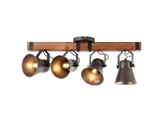 BRILLIANT Lampe, Decca Spotbalken 4flg schwarz stahl, 4x A60, E27, 10W, Holz aus nachhaltiger Waldwirtschaft (FSC)
