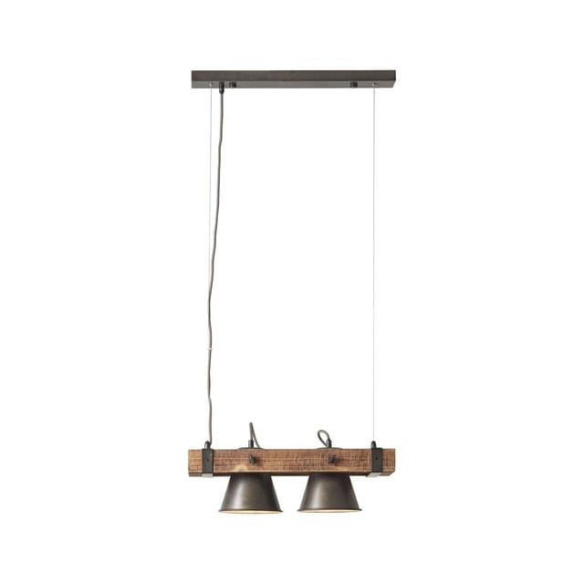 BRILLIANT Lampe, Decca Pendelleuchte 2flg schwarz stahl, 2x A60, E27, 10W, Holz aus nachhaltiger Waldwirtschaft (FSC)
